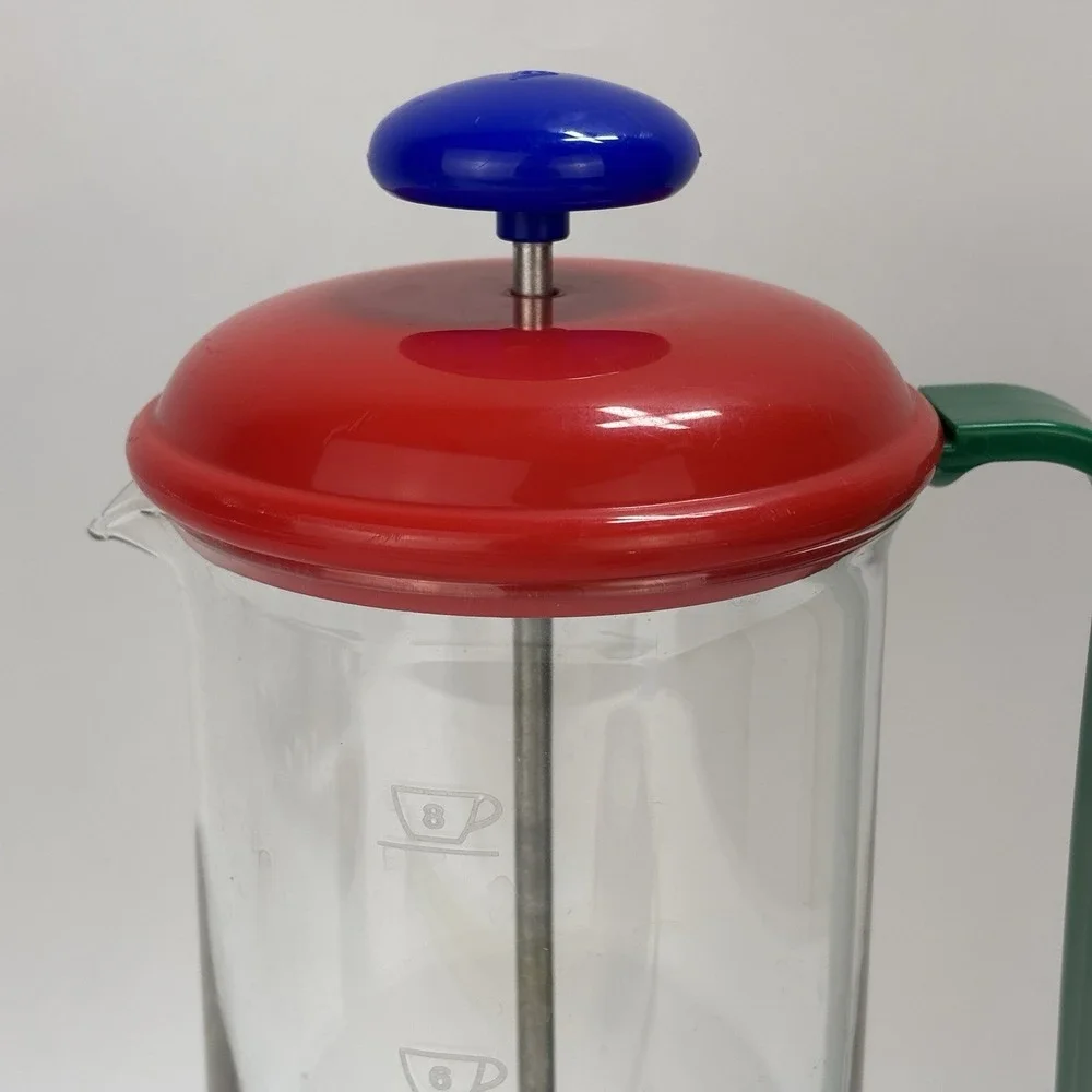 80s French press Cafetiere BMF - Germany Colorful MCM Retro Glass Coffee Cafe
